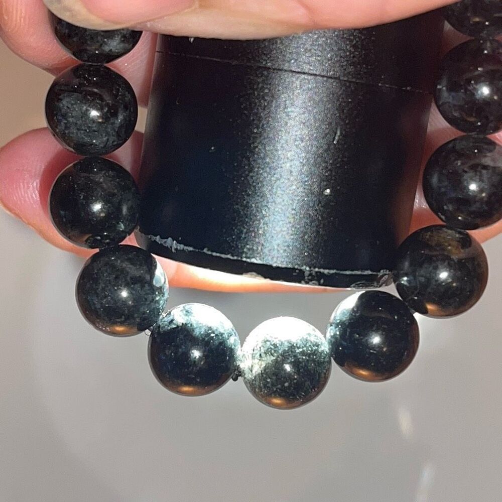 Black tourmaline in quartz 8mm stretch bracelet Crystal 7 inches ONE NEW - Picture 6 of 13